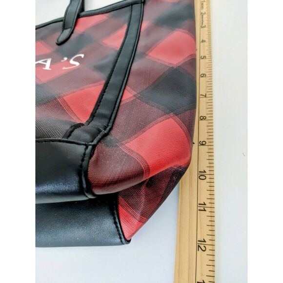 NEW Victoria Secret Red Black Checkered Plaid Holiday Weekender Tote Bag - Picture 4 of 7